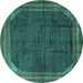 Round Persian Turquoise Traditional Rug, tr1853turq