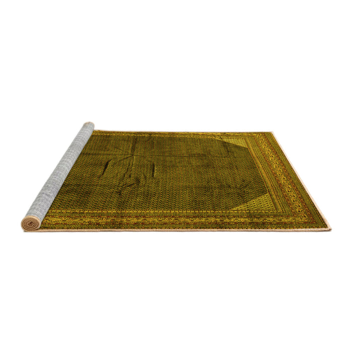 Sideview of Machine Washable Persian Yellow Traditional Rug, wshtr1853yw
