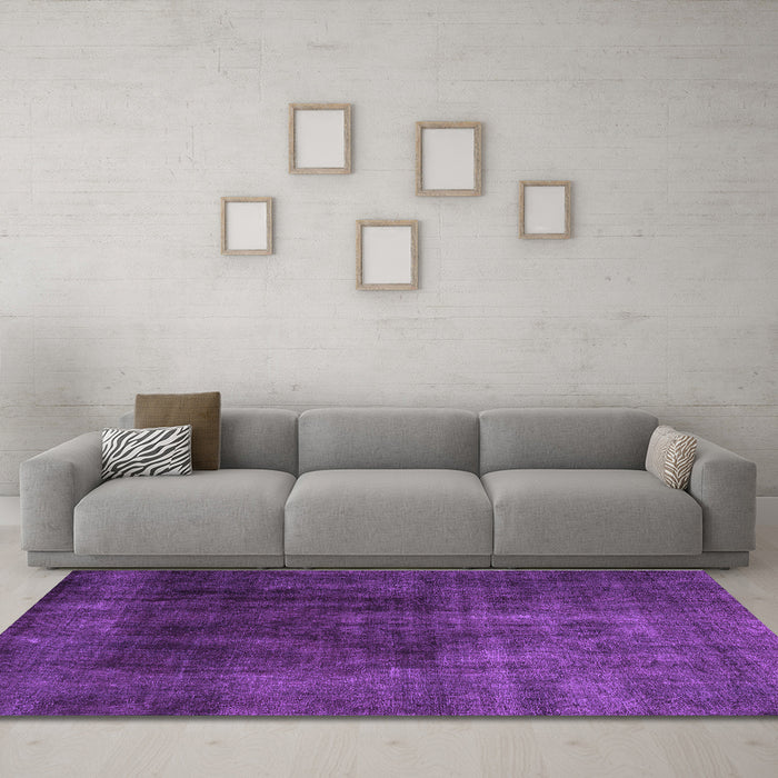 Machine Washable Persian Purple Traditional Area Rugs in a Living Room, wshtr1854pur