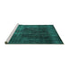 Sideview of Machine Washable Persian Turquoise Traditional Area Rugs, wshtr1854turq