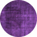 Round Machine Washable Persian Purple Traditional Area Rugs, wshtr1854pur