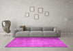 Machine Washable Persian Pink Traditional Rug in a Living Room, wshtr1855pnk