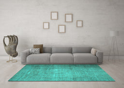 Machine Washable Persian Turquoise Traditional Area Rugs in a Living Room,, wshtr1855turq