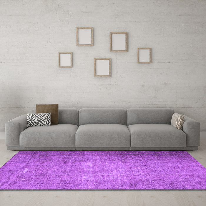 Machine Washable Persian Purple Traditional Area Rugs in a Living Room, wshtr1855pur
