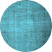 Round Persian Light Blue Traditional Rug, tr1855lblu