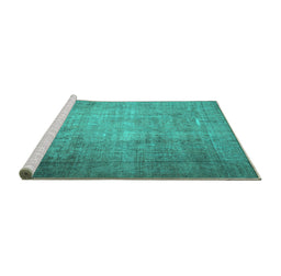 Sideview of Machine Washable Persian Turquoise Traditional Area Rugs, wshtr1855turq