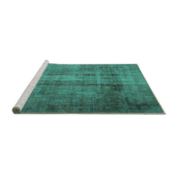 Sideview of Machine Washable Persian Turquoise Traditional Area Rugs, wshtr1856turq