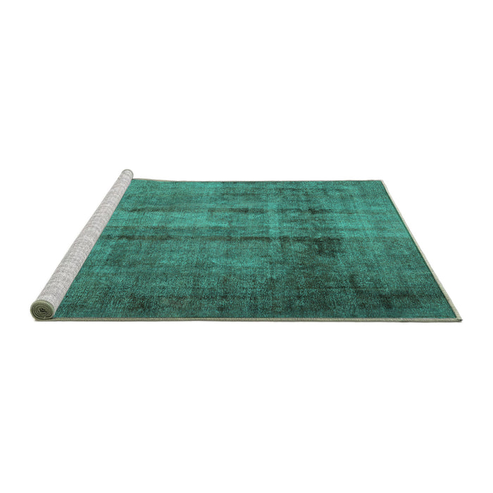 Sideview of Machine Washable Persian Turquoise Traditional Area Rugs, wshtr1856turq