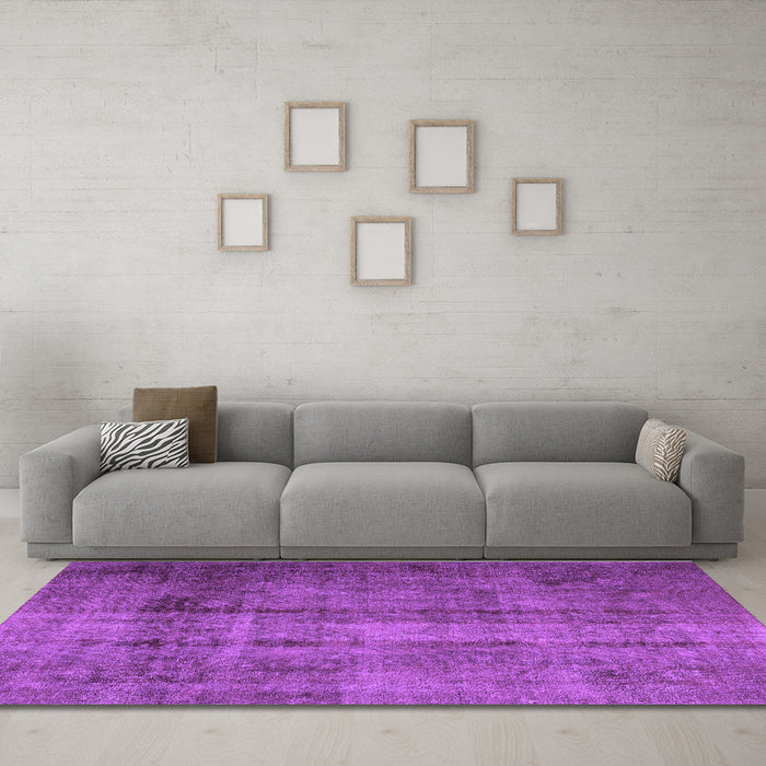 Machine Washable Persian Purple Traditional Area Rugs in a Living Room, wshtr1856pur