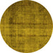 Round Persian Yellow Traditional Rug, tr1856yw