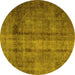 Round Machine Washable Persian Yellow Traditional Rug, wshtr1856yw