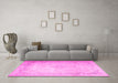 Machine Washable Persian Pink Traditional Rug in a Living Room, wshtr1857pnk