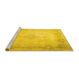 Sideview of Machine Washable Persian Yellow Traditional Rug, wshtr1857yw
