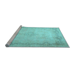 Sideview of Machine Washable Persian Light Blue Traditional Rug, wshtr1857lblu
