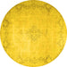 Round Machine Washable Persian Yellow Traditional Rug, wshtr1857yw