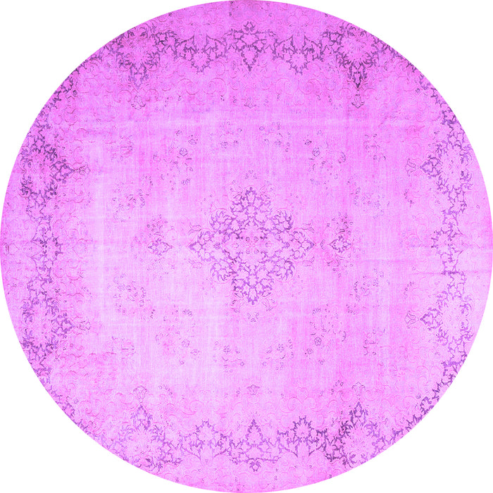 Round Machine Washable Persian Purple Traditional Area Rugs, wshtr1857pur