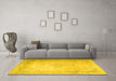 Machine Washable Persian Yellow Traditional Rug in a Living Room, wshtr1857yw