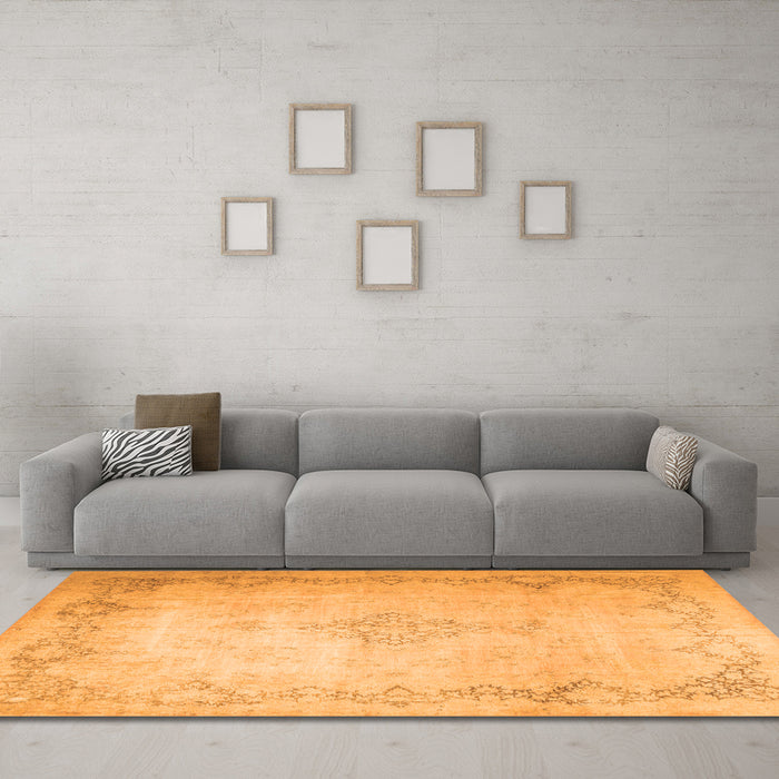 Machine Washable Persian Orange Traditional Area Rugs in a Living Room, wshtr1857org