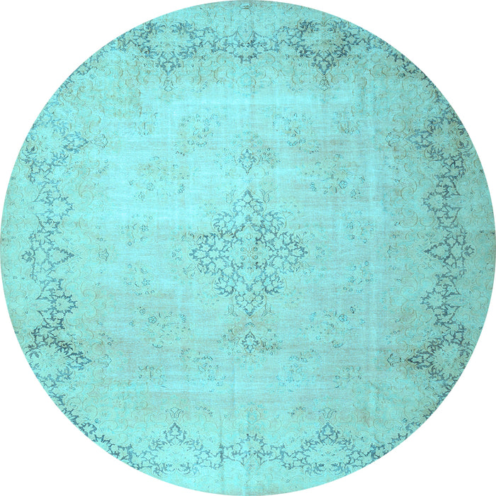 Round Machine Washable Persian Light Blue Traditional Rug, wshtr1857lblu