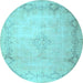 Round Persian Light Blue Traditional Rug, tr1857lblu