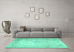 Machine Washable Persian Turquoise Traditional Area Rugs in a Living Room,, wshtr1857turq