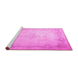Sideview of Machine Washable Persian Pink Traditional Rug, wshtr1857pnk