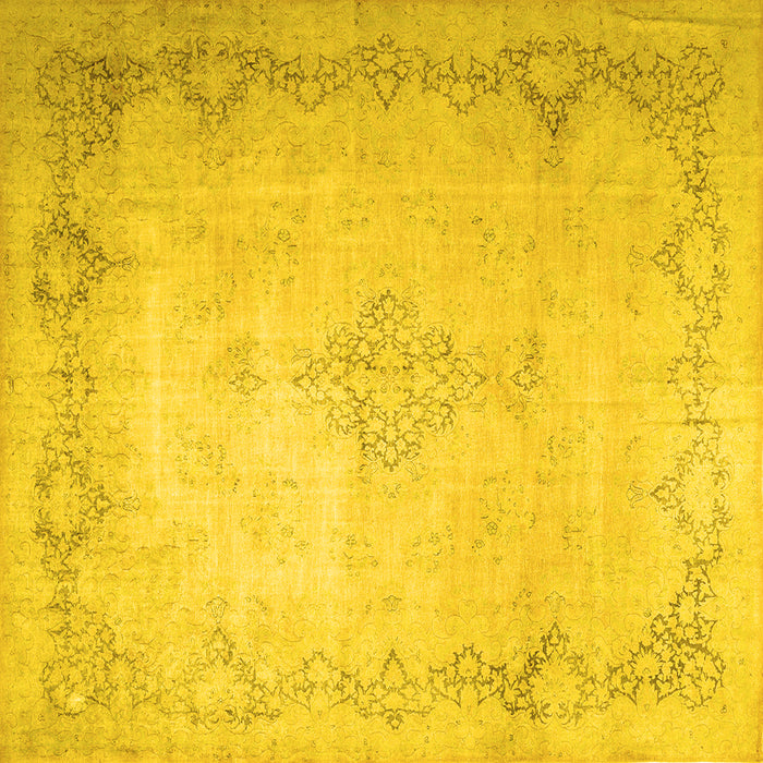 Square Machine Washable Persian Yellow Traditional Rug, wshtr1857yw