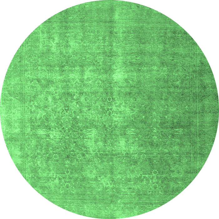 Round Machine Washable Persian Emerald Green Traditional Area Rugs, wshtr1858emgrn