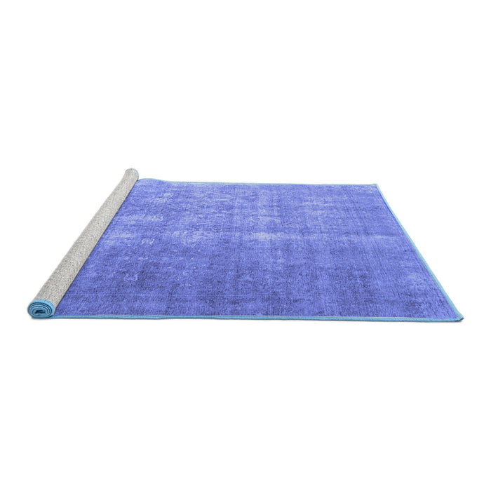 Sideview of Machine Washable Persian Blue Traditional Rug, wshtr1858blu