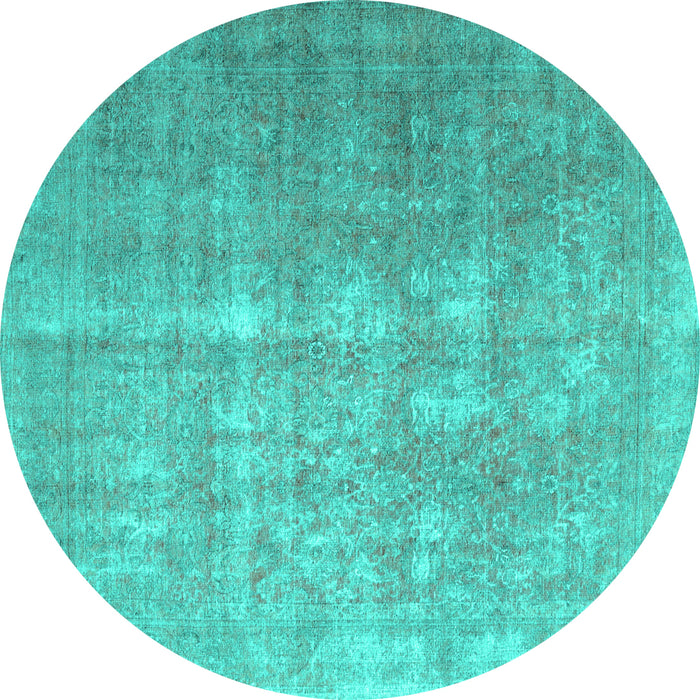 Round Persian Turquoise Traditional Rug, tr1858turq