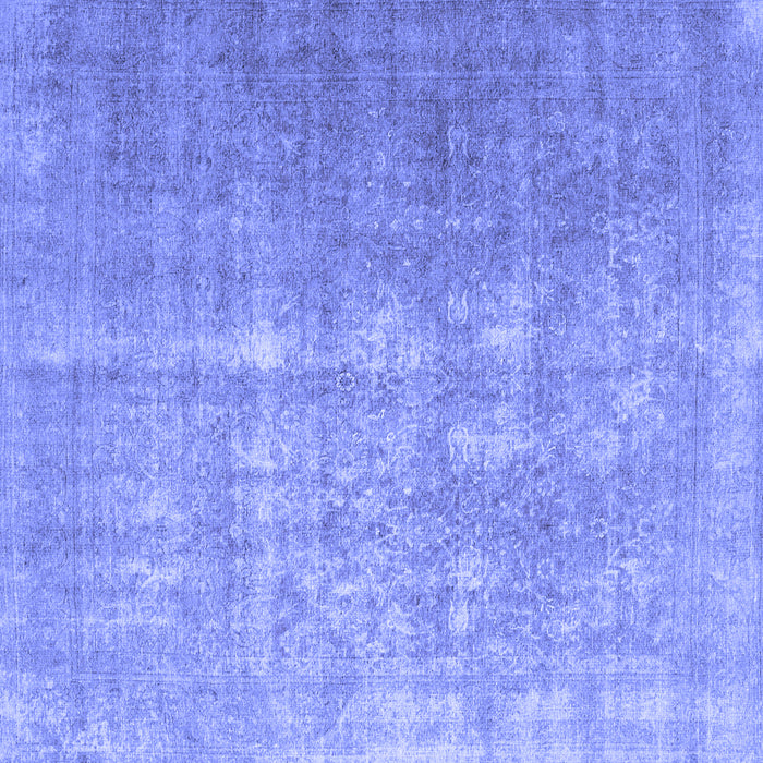 Square Machine Washable Persian Blue Traditional Rug, wshtr1858blu
