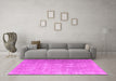 Machine Washable Persian Pink Traditional Rug in a Living Room, wshtr1858pnk