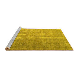 Sideview of Machine Washable Persian Yellow Traditional Rug, wshtr1858yw