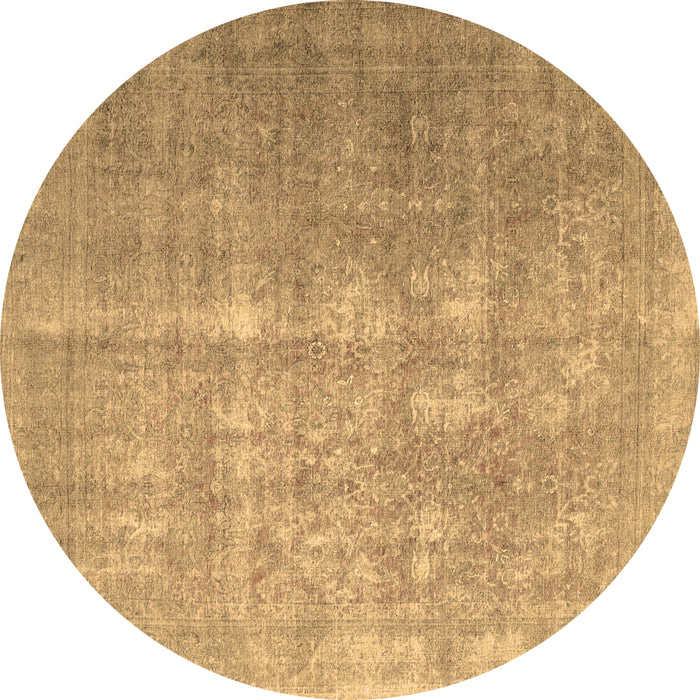 Round Persian Brown Traditional Rug, tr1858brn