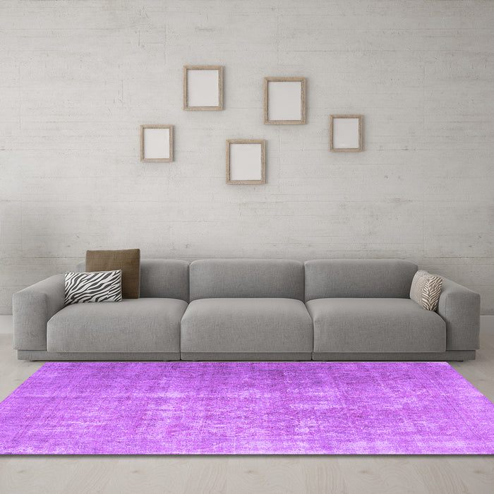 Machine Washable Persian Purple Traditional Area Rugs in a Living Room, wshtr1858pur