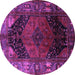 Round Machine Washable Persian Purple Traditional Area Rugs, wshtr1859pur