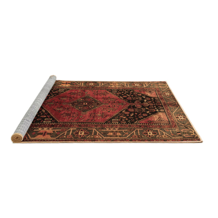Sideview of Machine Washable Persian Brown Traditional Rug, wshtr1859brn