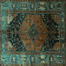 Square Persian Turquoise Traditional Rug, tr1859turq