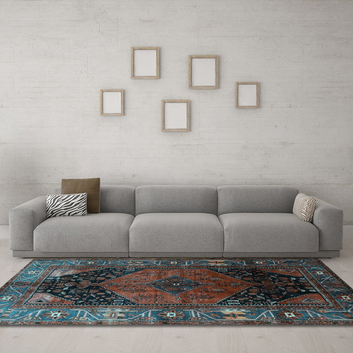 Machine Washable Persian Light Blue Traditional Rug in a Living Room, wshtr1859lblu