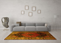 Machine Washable Persian Yellow Traditional Rug in a Living Room, wshtr1859yw