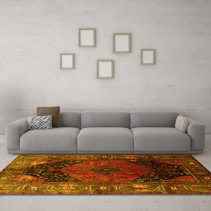 Machine Washable Persian Yellow Traditional Rug in a Living Room, wshtr1859yw