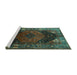 Sideview of Machine Washable Persian Turquoise Traditional Area Rugs, wshtr1859turq