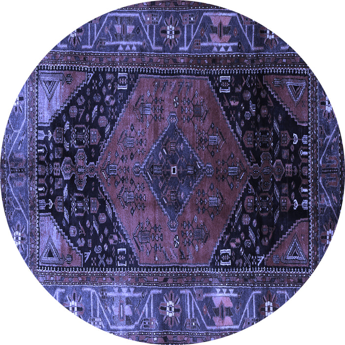 Round Machine Washable Persian Blue Traditional Rug, wshtr1859blu