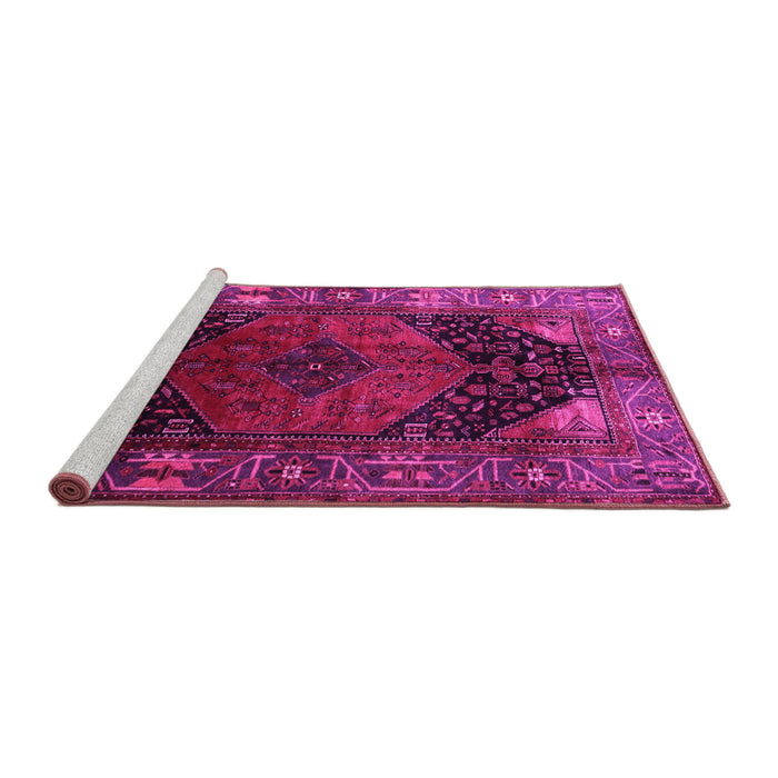 Sideview of Machine Washable Persian Pink Traditional Rug, wshtr1859pnk