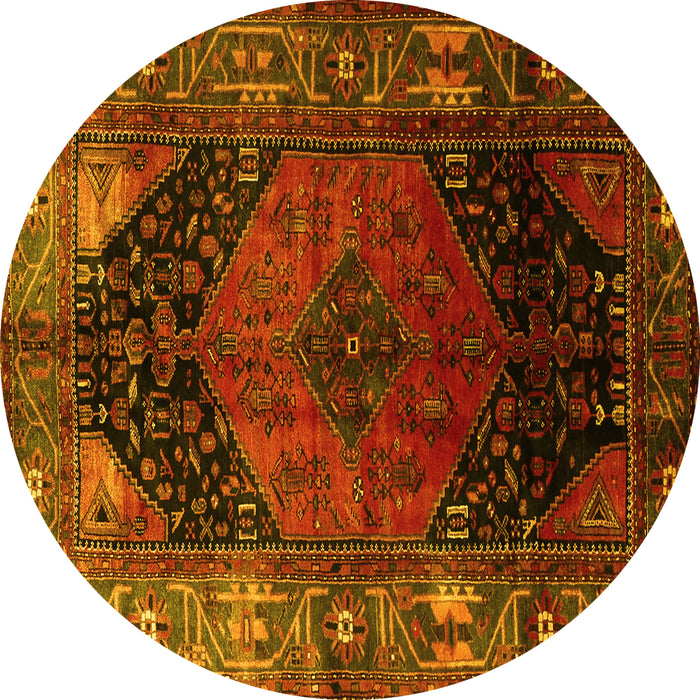 Round Persian Yellow Traditional Rug, tr1859yw