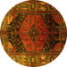 Round Persian Yellow Traditional Rug, tr1859yw