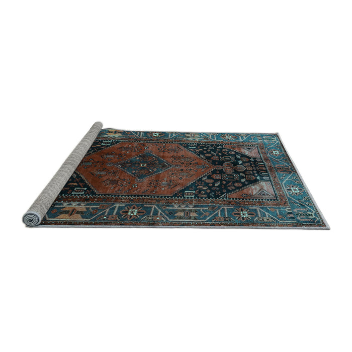 Sideview of Machine Washable Persian Light Blue Traditional Rug, wshtr1859lblu