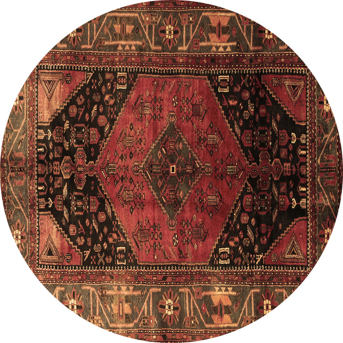 Round Machine Washable Persian Brown Traditional Rug, wshtr1859brn
