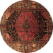 Round Machine Washable Persian Brown Traditional Rug, wshtr1859brn