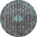 Round Machine Washable Persian Light Blue Traditional Rug, wshtr185lblu